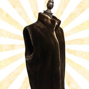 Women's Black Faux Fur Vest with Zipper Size Medium